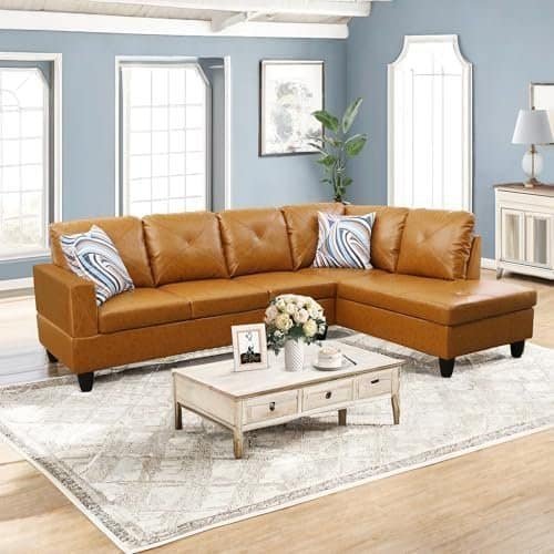 Couch Sectional Couches for Living Room Morden Sofa Couch Leather Futon Sofa Bed with Chaise and Back Cushions for Reception