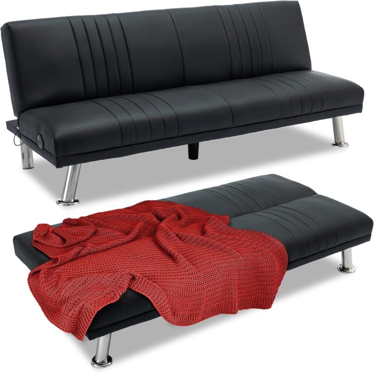 Modern Couch Bed, Convertible Sofa Bed/Folding Sleeper Couches Leather Futon